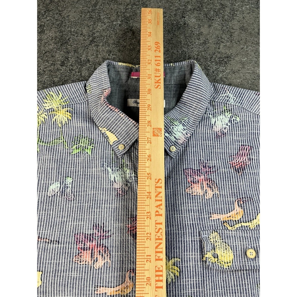 Tommy Bahama Mens XL Hawaiian Shirt Camp Striped Bird Cocktail AOP Tropical EUC - Picture 6 of 7